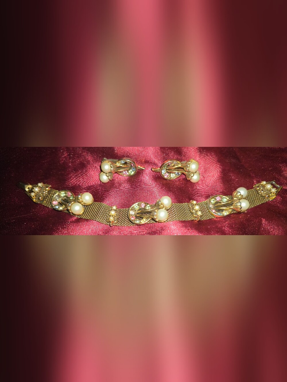 Vintage Judy Lee Mesh Bracelet & Earrings Set